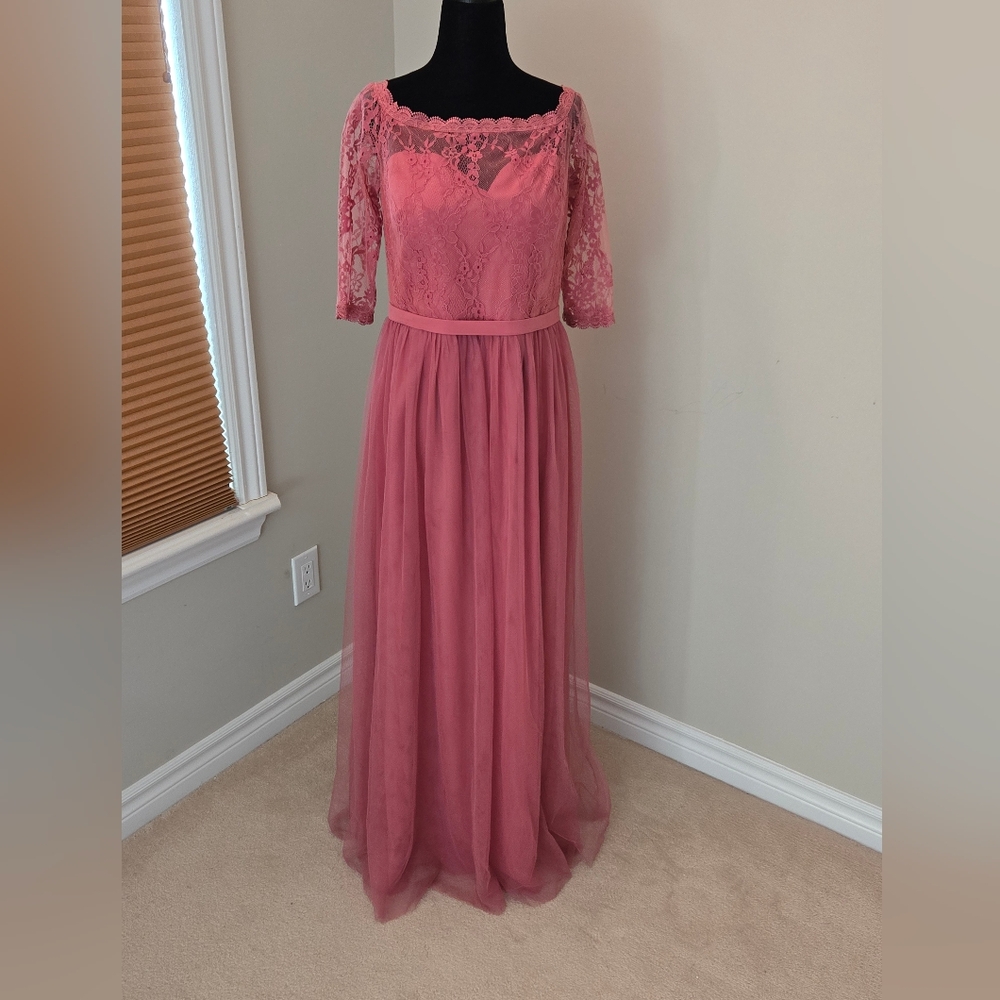 Elegant Pink Lace Gown